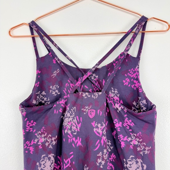 Kuhl Lyra Krossbak Dress Size S Purple Pink Floral Strappy Athleisure UPF 30+ - Picture 8 of 12
